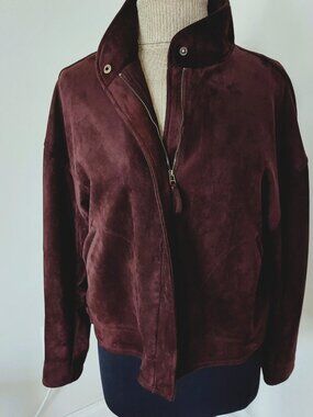 Max Studio faux suede, dark chocolate bomber-style jacket, SZ L